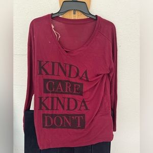 Long sleeve novelty t shirt burgandy